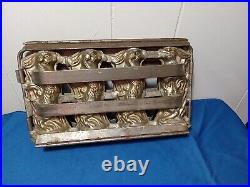 Antique 1800s German Chocolate Rabbit Ears Down Candy Quadruple Mold Hinged