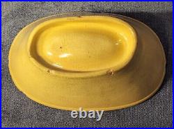 Antique 1800s Yellow Ware Stoneware Pottery Rabbit Mold Candy Jello mABK