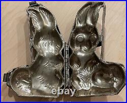 Antique 1930s Pewter Chocolate Candy Mold Rabbit Hinged Metal Large Easter Bunny Antique 1930s Pewter Chocolate Candy Mold Rabbit Hinged Metal Large Easter Bunny