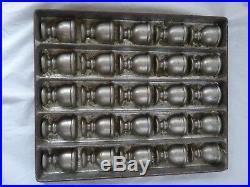 Antique 19th C. Metal Nickle Plated Candy/Chocolate Mold TROPHYS 25 Slots