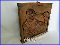 Antique 19thC WOOD COOKIE BUTTER CHOCOLATE MOLD CUTTER SPRINGERLE LION LIONESS