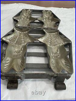 Antique 2- Bunny Rabbit in basket, Chocolate Candy Mold