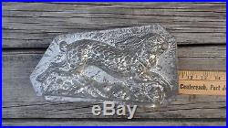 Antique 2 pc chocolate candy mold running garden bunny large Faburg NYC withclips