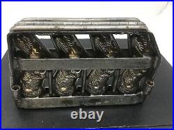 Antique 4 Easter Bunny Rabbit Chocolate Mold Hinged. Free Shipping
