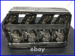 Antique 4 Easter Bunny Rabbit Chocolate Mold Hinged. Free Shipping