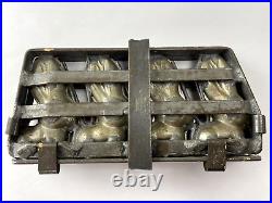 Antique 4 Seated Easter Bunny Rabbits 5 Tall Solid Chocolate Metal Mold 12