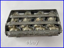 Antique 4 Seated Easter Bunny Rabbits 5 Tall Solid Chocolate Metal Mold 12