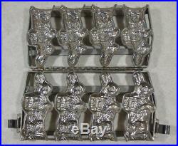 Antique 4-part Chocolate Mold 6 Bunny with Basket. Hinged, German