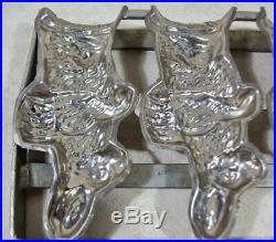 Antique 4-part Chocolate Mold 6 Bunny with Basket. Hinged, German