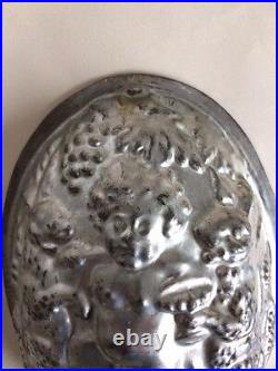 Antique 9H Chocolate Mold Easter Egg Cherub Bacchus Rabbits Grapes Hops Barley