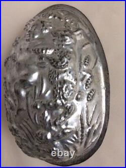 Antique 9H Chocolate Mold Easter Egg Cherub Bacchus Rabbits Grapes Hops Barley