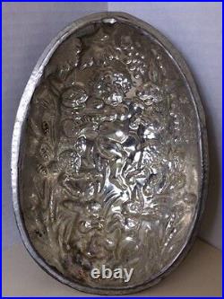 Antique 9H Chocolate Mold Easter Egg Cherub Bacchus Rabbits Grapes Hops Barley