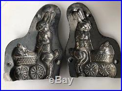 Antique ANTON REICHE chocolate mold MOTHER BUNNY with BABY BUNNY IN STROLLER