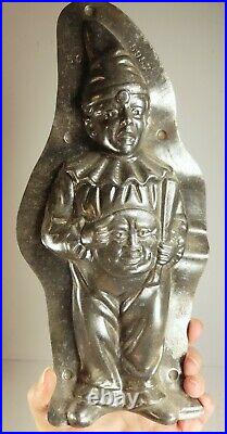 Antique Angry Clown Chocolate Mold Man in Moon Figurine Vintage Metal Candy