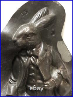 Antique Anton Reiche 1/2 Dapper Dressed Easter Bunny Rabbit Chocolate Half Mold