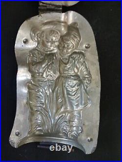 Antique Anton Reiche Chocolate Mold, Hinged, Boy With Girl, 6 1/2 x 3