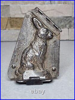 Antique Anton Reiche Metal Chocolate Mold 6245 Rabbit Sitting On Mound 1931