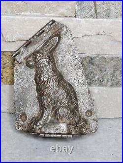 Antique Anton Reiche Metal Chocolate Mold 6245 Rabbit Sitting On Mound 1931