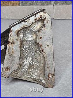 Antique Anton Reiche Metal Chocolate Mold 6245 Rabbit Sitting On Mound 1931