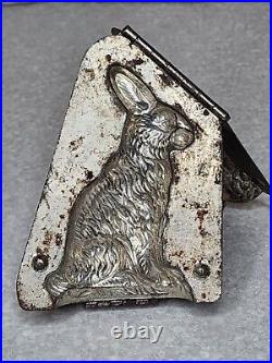 Antique Anton Reiche Metal Chocolate Mold 6245 Rabbit Sitting On Mound 1931