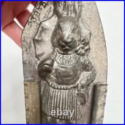 Antique Antone Reiche rabbit chocolate mold lady rabbit umbrella numbered