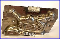 Antique Boy On Sled Chocolate Mold. Letang Paris, France. Beautiful