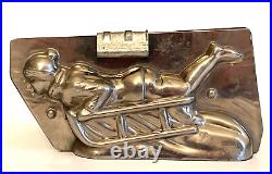 Antique Boy On Sled Chocolate Mold. Letang Paris, France. Beautiful