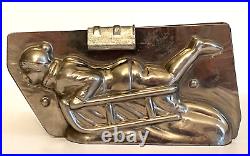 Antique Boy On Sled Chocolate Mold. Letang Paris, France. Beautiful