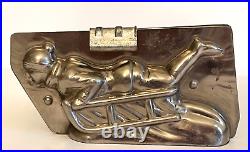 Antique Boy On Sled Chocolate Mold. Letang Paris, France. Beautiful