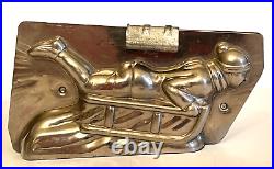 Antique Boy On Sled Chocolate Mold. Letang Paris, France. Beautiful