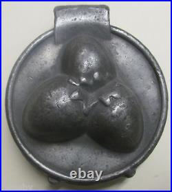 Antique CANDY CHOCOLATE MOLD Strawberry Berry Flower Blossom heavy VTG metal art