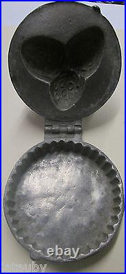 Antique CANDY CHOCOLATE MOLD Strawberry Berry Flower Blossom heavy VTG metal art