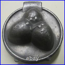 Antique CANDY CHOCOLATE MOLD Strawberry Berry Flower Blossom heavy VTG metal art