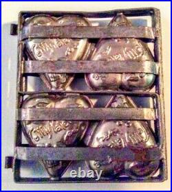 Antique CHOCOLATE CANDY MOLD TO MY VALENTINE 4 Compartment Hinged