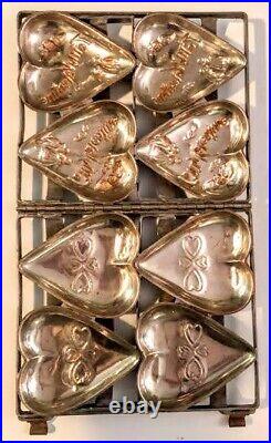 Antique CHOCOLATE CANDY MOLD TO MY VALENTINE 4 Compartment Hinged