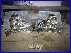 Antique CHOCOLATE MOLD Gnome Riding Easter Bunny Rabbit with Egg Basket Unusual