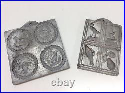 Antique Candy Molds Vintage Lot Of (2) Springerle Biscuit Chocolate Cookie Mold