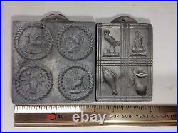 Antique Candy Molds Vintage Lot Of (2) Springerle Biscuit Chocolate Cookie Mold