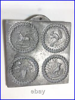 Antique Candy Molds Vintage Lot Of (2) Springerle Biscuit Chocolate Cookie Mold