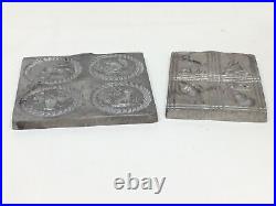 Antique Candy Molds Vintage Lot Of (2) Springerle Biscuit Chocolate Cookie Mold