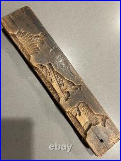 Antique Carved Wood Gingerbread Cookie Stamp Mold Springerle Board Press #3