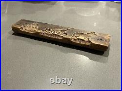 Antique Carved Wood Gingerbread Cookie Stamp Mold Springerle Board Press #3