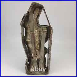 Antique Chocolate Candy Mold Easter Bunny Rabbit Basket Metal Hinged 10 3/4