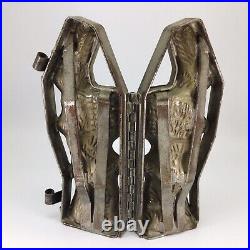 Antique Chocolate Candy Mold Easter Bunny Rabbit Basket Metal Hinged 10 3/4