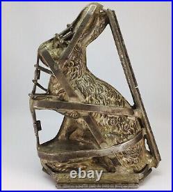 Antique Chocolate Candy Mold Rabbit Double Hinged Large Easter Bunny 14