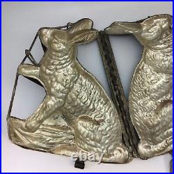Antique Chocolate Candy Mold Rabbit Double Hinged Large Easter Bunny 14