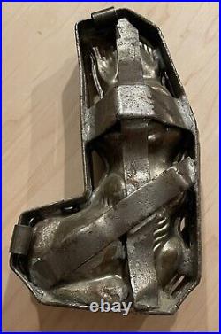 Antique Chocolate Candy Mold Rabbit Hinged Metal Large Easter Bunny 9 1/2 Tall