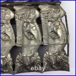 Antique Chocolate Candy Mold Rabbit Quadruple? Easter Bunny with Basket? Hinged