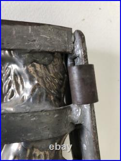 Antique Chocolate Candy Mold Rabbit Quadruple? Hinged Easter Bunny with Basket