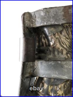 Antique Chocolate Candy Mold Rabbit Quadruple? Hinged Easter Bunny with Basket